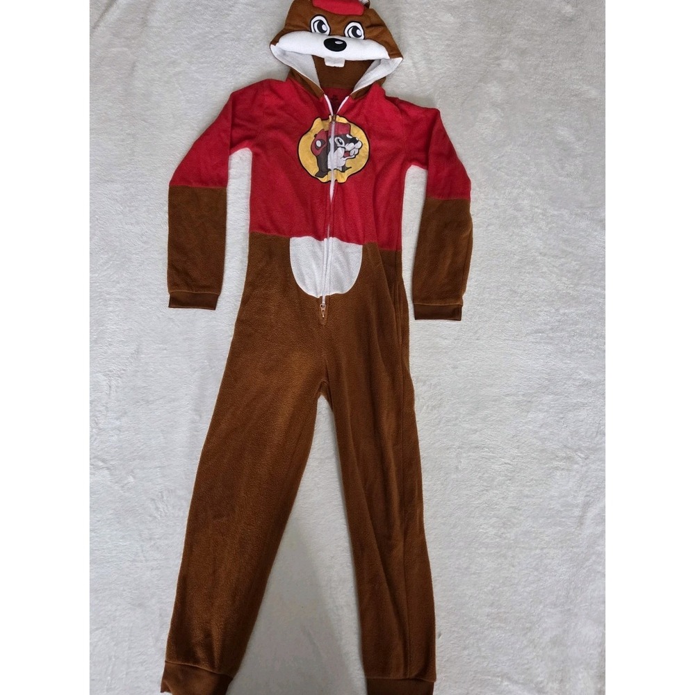 Buc-ees Bucees Mascot one piece pajamas with hood‎ double zipper size Youth XS/S